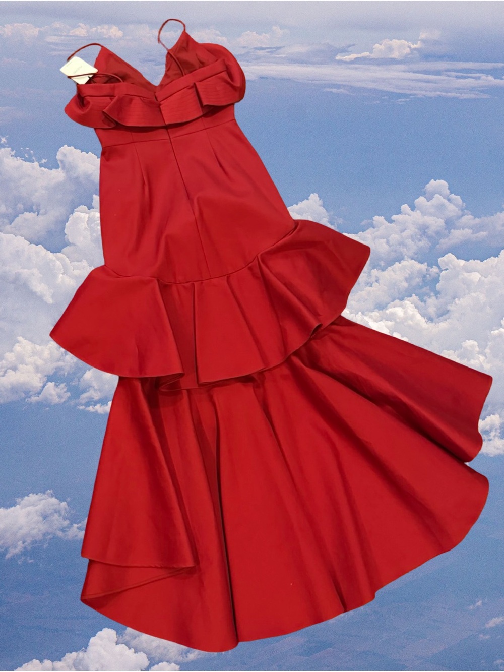 Alexis Red High-Low Ruffle Evening Dress - Picture 2 of 4